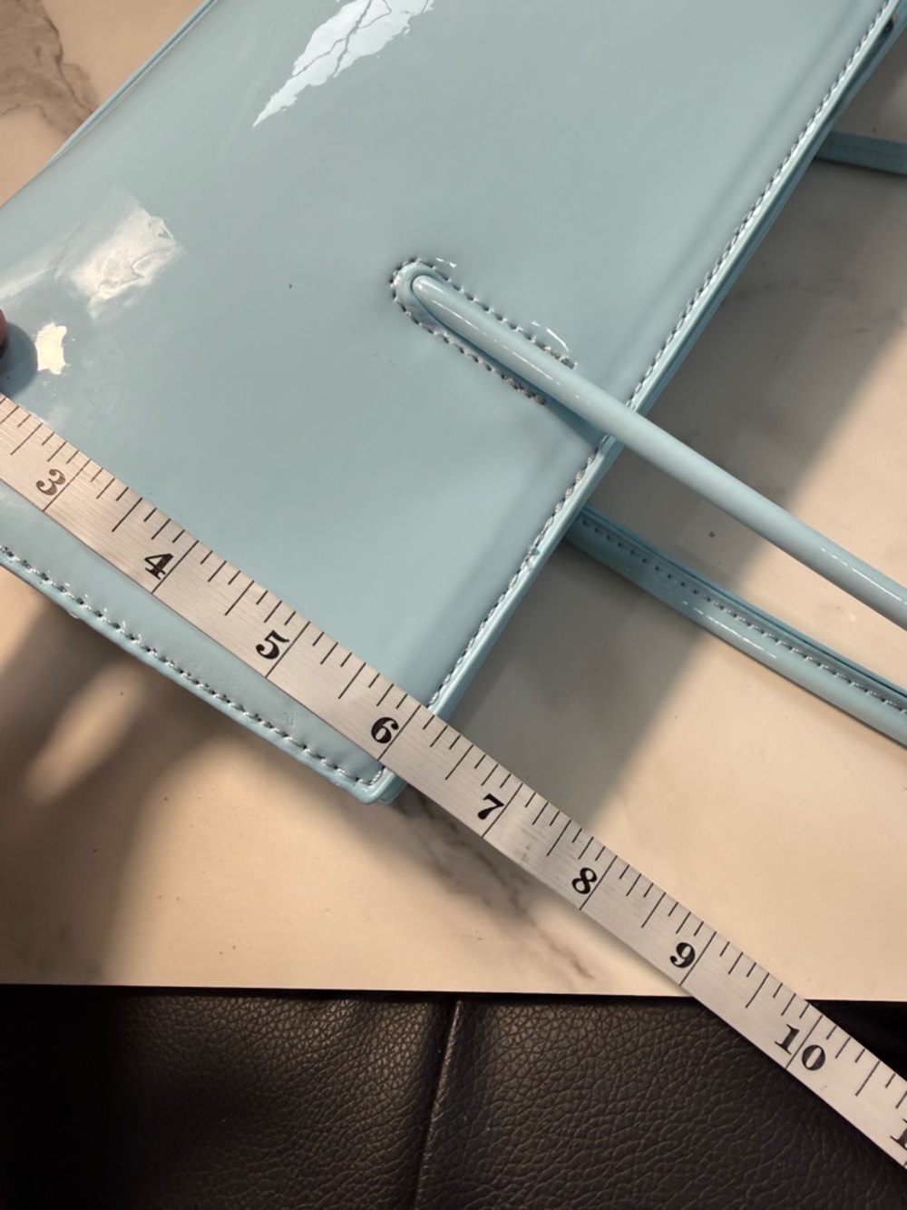 KAYLA & AVA Light Blue Patent Shoulder Bag - Picture 10 of 11